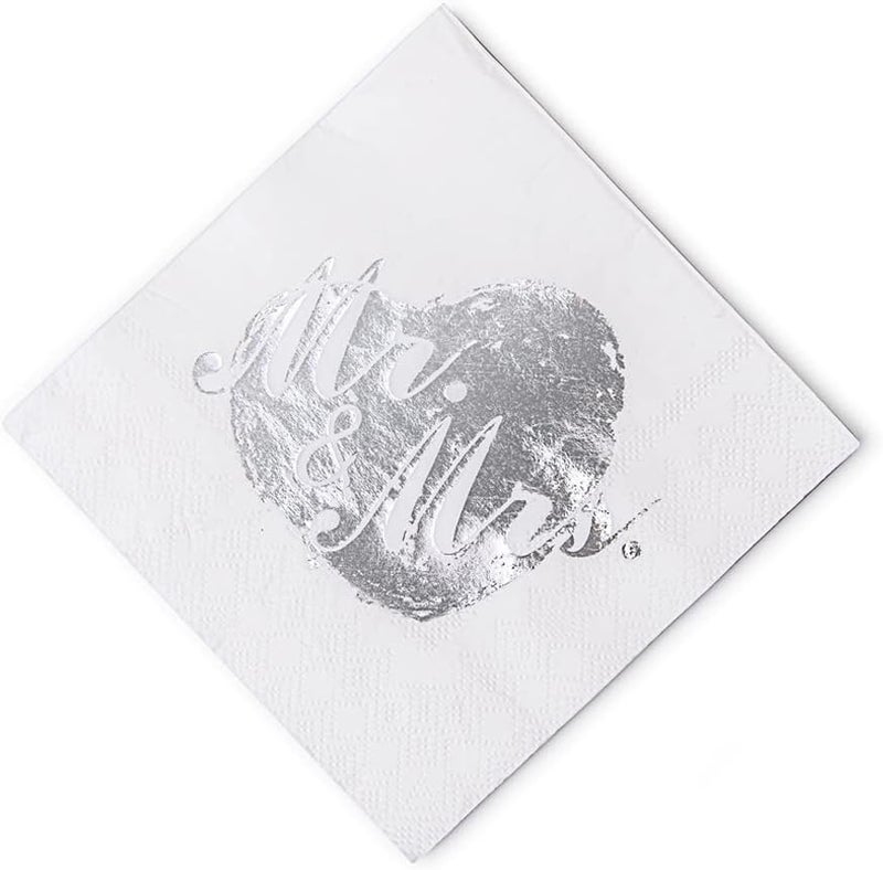 LiveBe 100 Pack of Paper Cocktail Napkins with Gold design，Formal Dinner, Anniversary, Wedding Napkins for Tables, Guestrooms, Restrooms(5 x 5 in，3-ply) (Silver) - Image 1